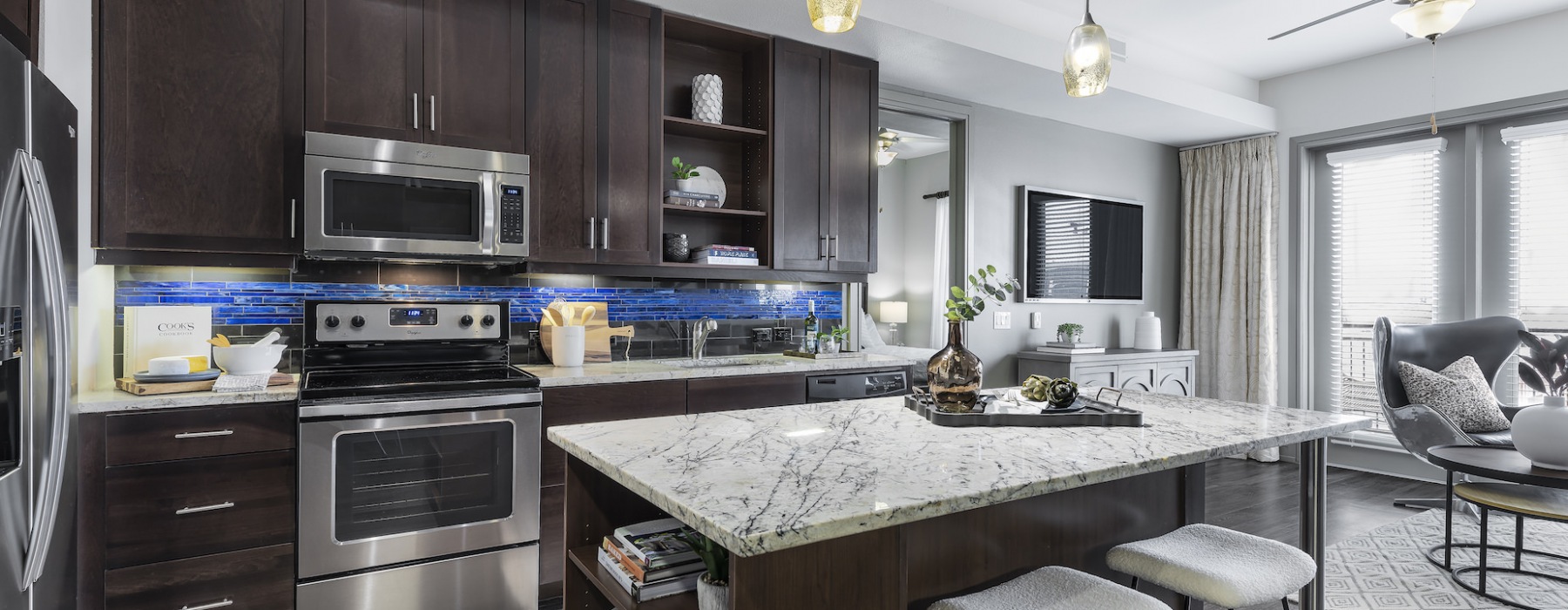 Upscale kitchen at The Kenzie, apartments in North Austin 