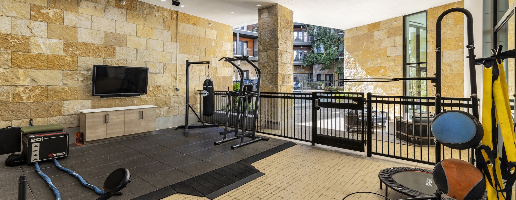 Outdoor fitness studio at The Kenzie at The Domain